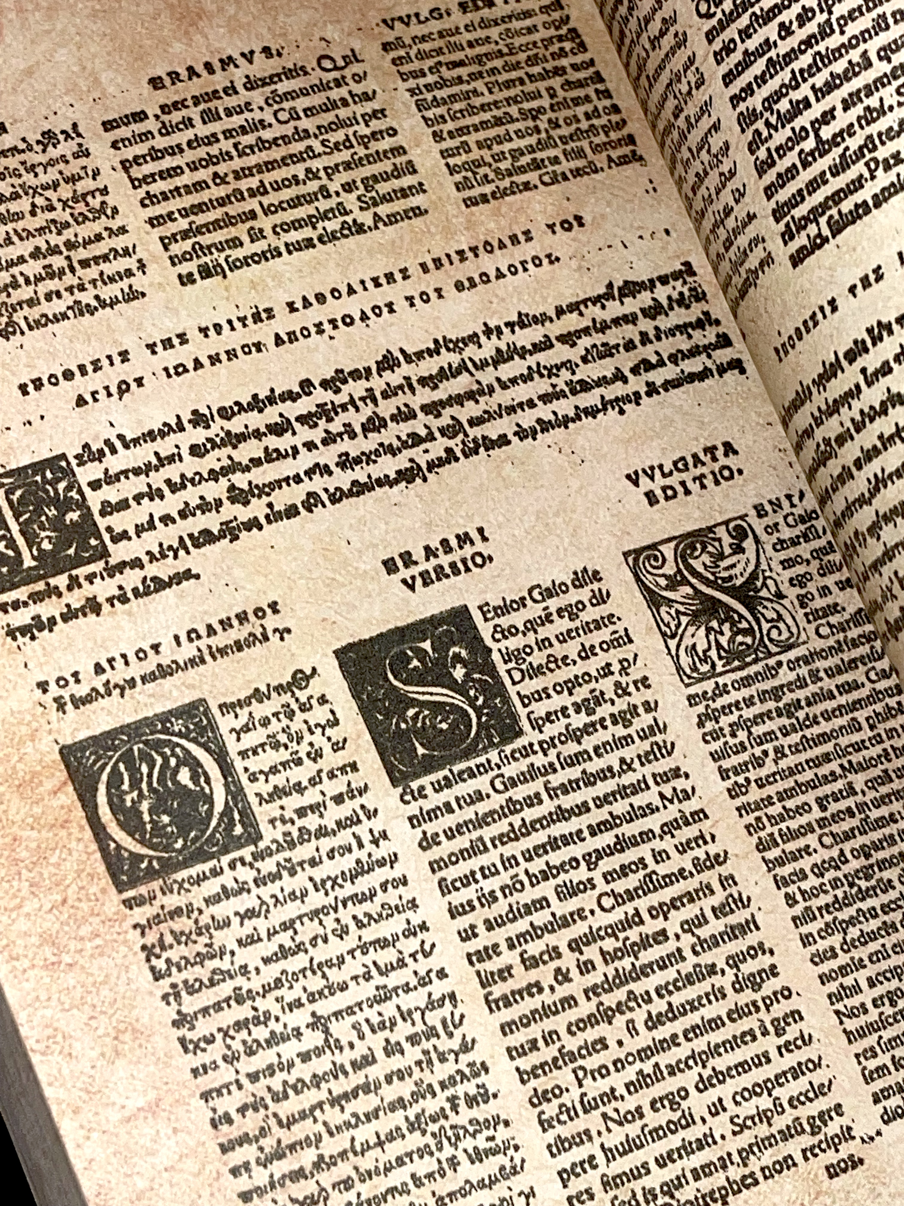 1527 Erasmus New Testament (THREE PARALLEL ROWS W/ VULGATE ED) RARE Greek Latin DELUXE - Image 6